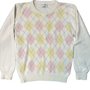 VTG Strathsbey Cashmere Argyle Sweater, Light Acedemia Soft Girl 60s Size M‎